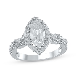 Previously Owned Lab-Grown Diamonds by KAY Marquise-Cut Diamond Engagement Ring 1-1/2 ct tw 14K White Gold