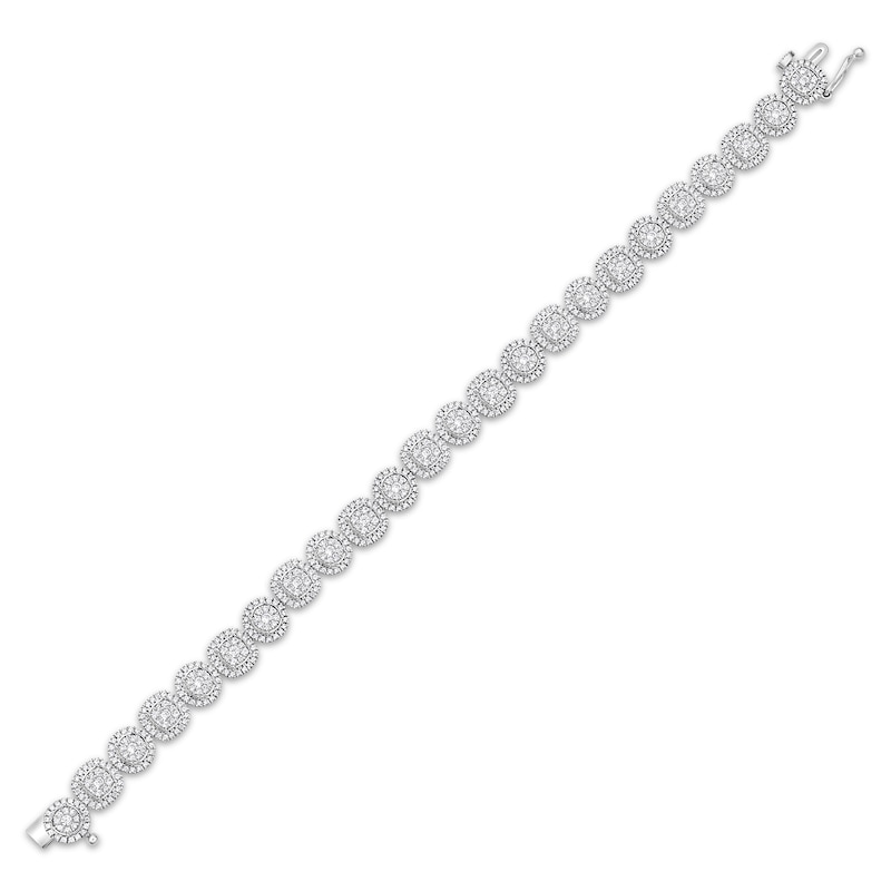 Main Image 2 of Previously Owned Diamond Circle & Cushion Link Bracelet 3 ct tw 10K White Gold 7&quot;