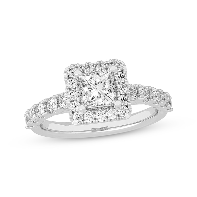 Main Image 1 of Previously Owned Lab-Grown Diamonds by KAY Princess-Cut Engagement Ring 2 ct tw 14K White Gold