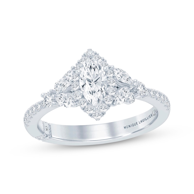 Main Image 1 of Previously Owned Monique Lhuillier Bliss Diamond Engagement Ring 1-1/8 ct tw Marquise & Round-cut 18K White Gold