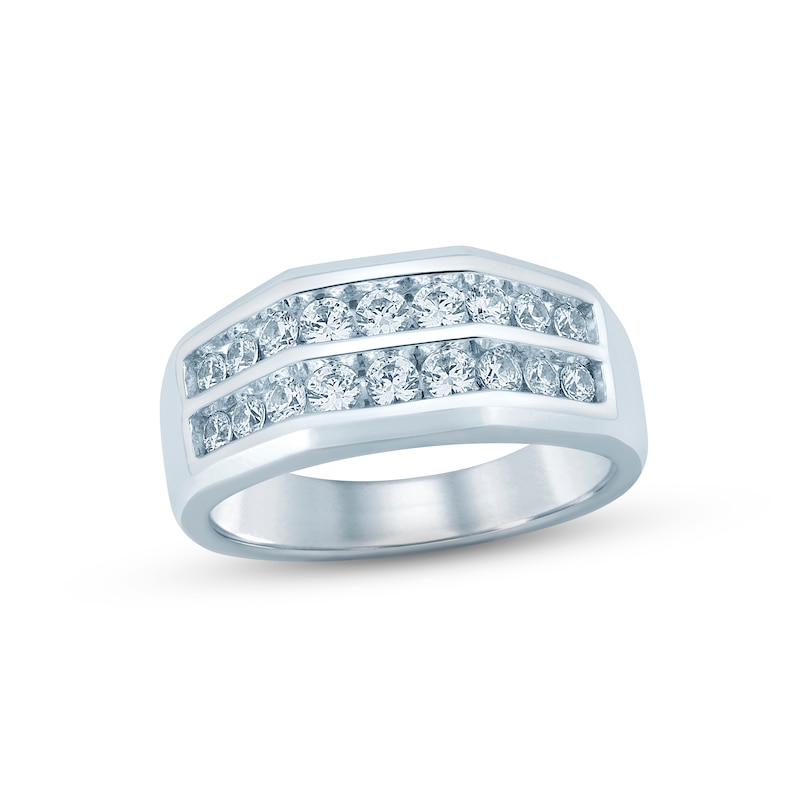 Main Image 1 of Previously Owned Men's Diamond Wedding Band 1 ct tw Round-cut 10K White Gold