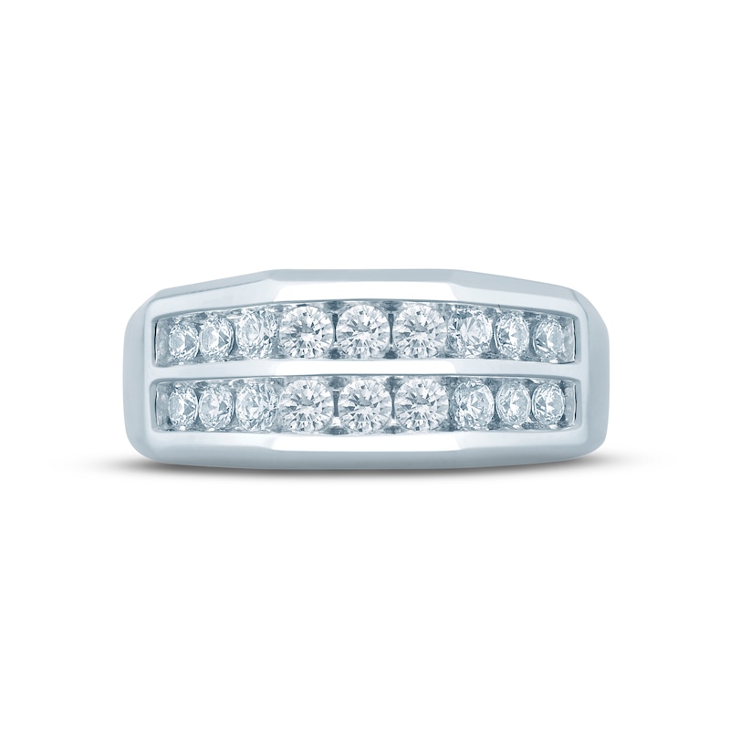 Main Image 3 of Previously Owned Men's Diamond Wedding Band 1 ct tw Round-cut 10K White Gold