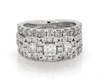 Thumbnail Image 1 of Previously Owned Princess-Cut Diamond Three-Stone Halo Bridal Set 1-7/8 ct tw 14K White Gold Size 3.5