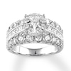 Thumbnail Image 1 of Previously Owned Diamond Engagement Ring 2-1/2 ct tw Round/Baguette 14K Gold