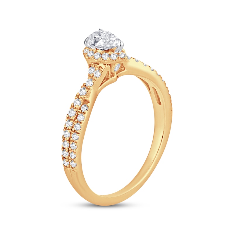 Main Image 2 of Previously Owned Diamond Engagement Ring 3/4 ct tw Pear & Round 14K Yellow Gold