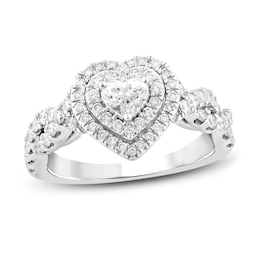 Previously Owned Diamond Engagement Ring 1 ct tw Heart & Round 14K White Gold