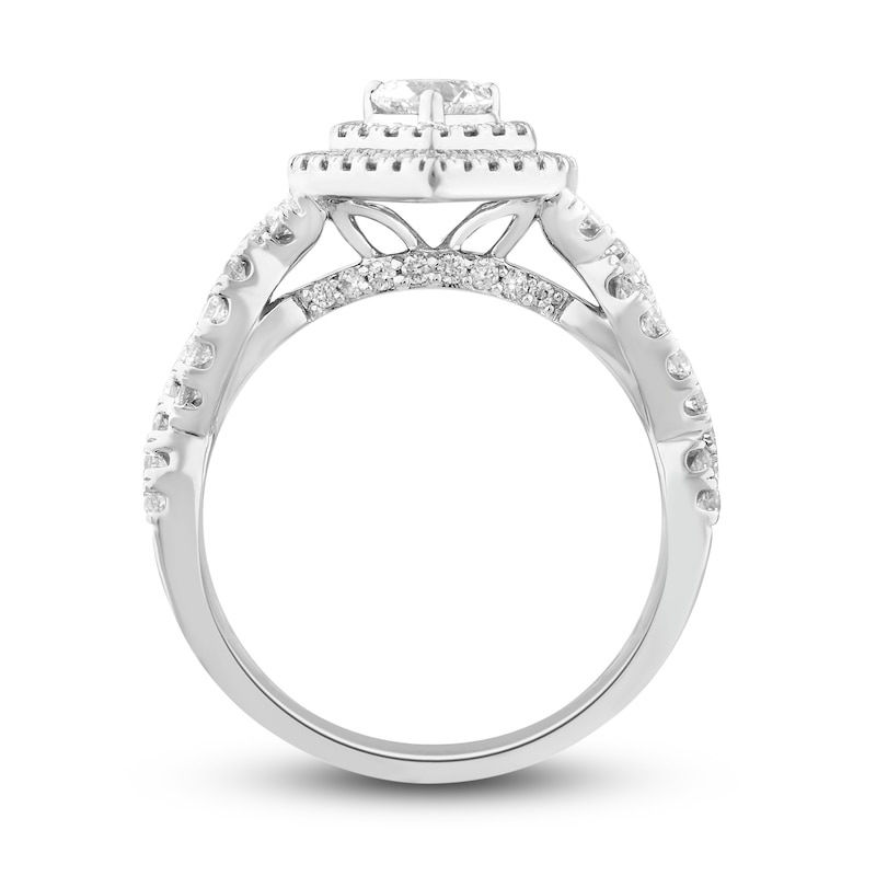 Main Image 3 of Previously Owned Diamond Engagement Ring 1 ct tw Heart & Round 14K White Gold