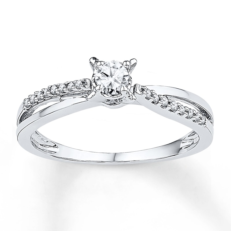 Main Image 1 of Previously Owned Diamond Promise Ring 1/4 ct tw Round-cut 10K White Gold