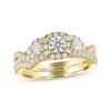 Thumbnail Image 1 of THE LEO Ideal Cut Diamond Three-Stone Bridal Set 1-1/6 ct tw 14K Yellow Gold