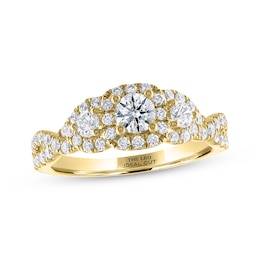 THE LEO Ideal Cut Round-Cut Diamond Three-Stone Engagement Ring 1 ct tw 14K Yellow Gold