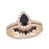 Thumbnail Image 1 of Neil Lane Pear-Shaped Black & White Diamond Bridal Set 1-1/2 ct tw 14K Yellow Gold