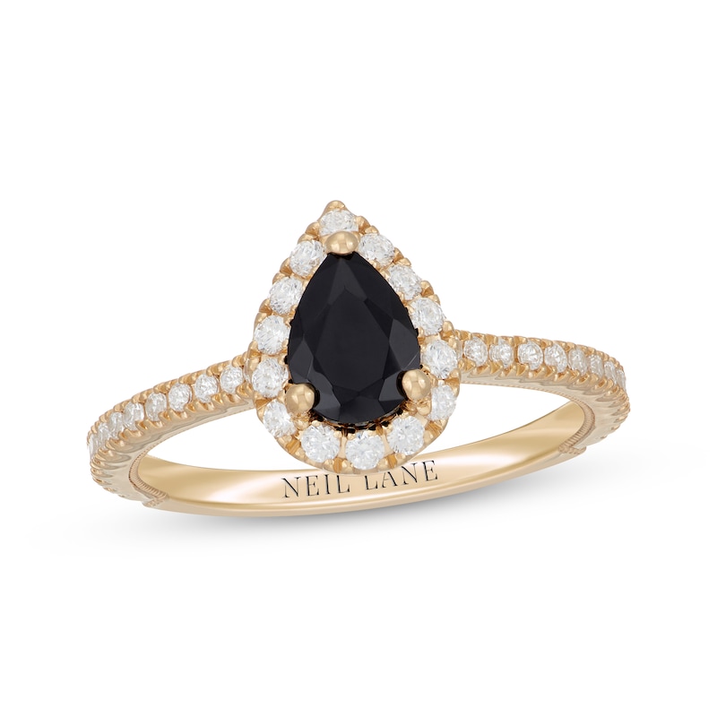 Main Image 2 of Neil Lane Pear-Shaped Black & White Diamond Engagement Ring 1-1/8 ct tw 14K Yellow Gold