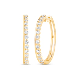 Diamond Round-Shaped Bar Hoops 1/2 ct tw 10K Yellow Gold