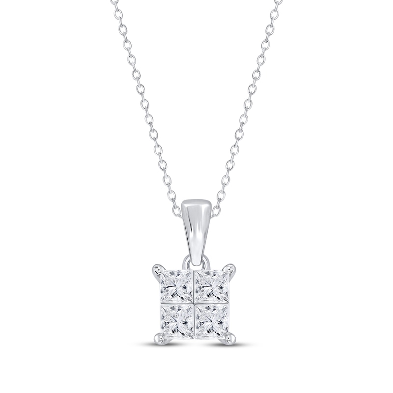 Main Image 1 of Princess-Cut Diamond Quad Necklace 1/2 ct tw 10K White Gold 18&quot;