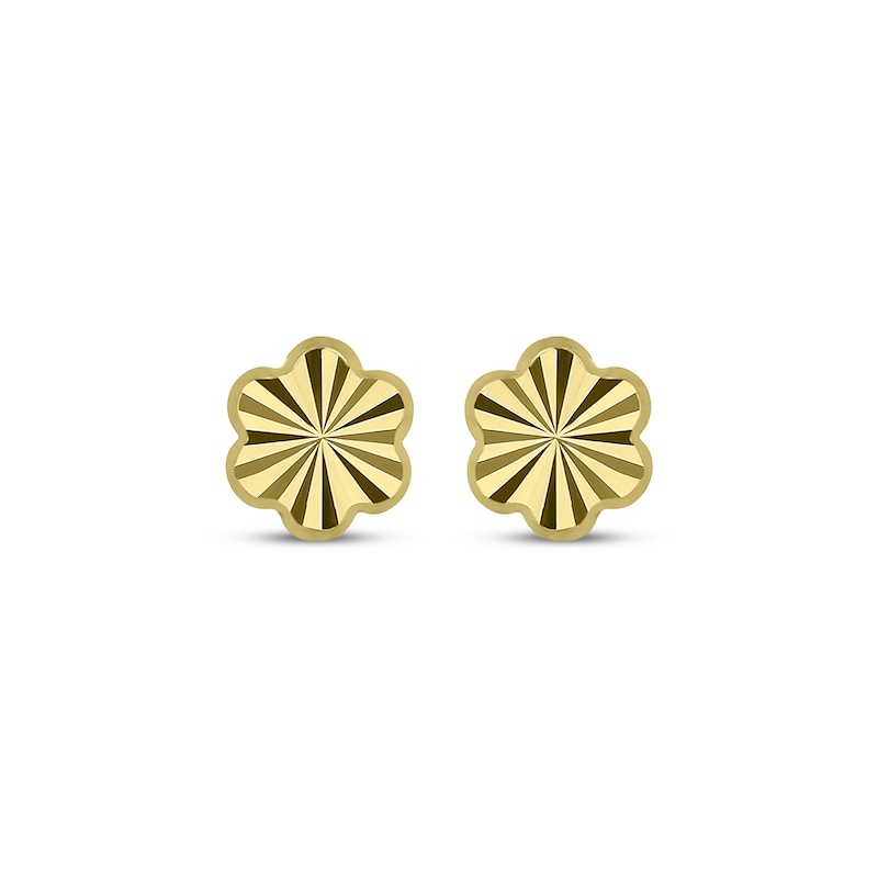 Main Image 2 of Children's Diamond-Cut Flower Stud Earrings 14K Yellow Gold