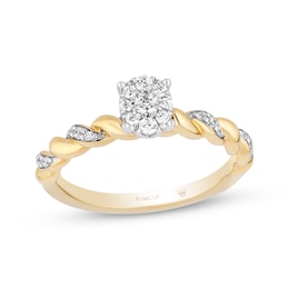 Hallmark Diamonds Multi-Stone Twist Shank Promise Ring 1/4 ct tw 10K Two-Tone Gold