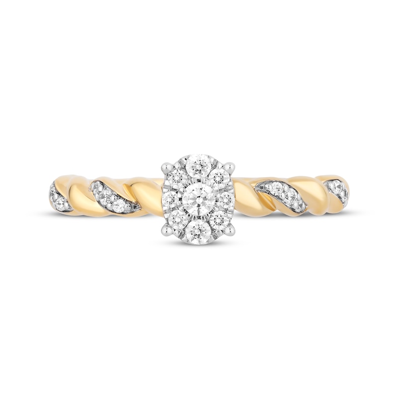 Hallmark Diamonds Multi-Stone Twist Shank Promise Ring 1/4 ct tw 10K Two-Tone Gold