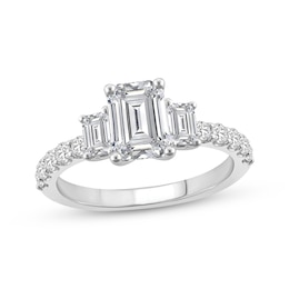 Memories Moments Magic Lab-Created Diamonds by KAY Emerald-Cut Three-Stone Engagement Ring 3 ct tw 14K White Gold