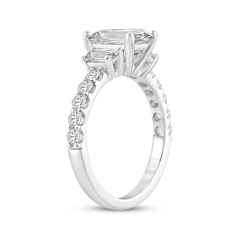 Memories Moments Magic Lab-Grown Diamonds by KAY Emerald-Cut Three-Stone Engagement Ring 3 ct tw 14K White Gold