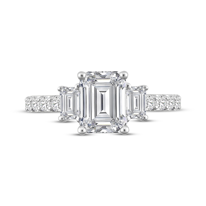 Memories Moments Magic Lab-Grown Diamonds by KAY Emerald-Cut Three-Stone Engagement Ring 3 ct tw 14K White Gold