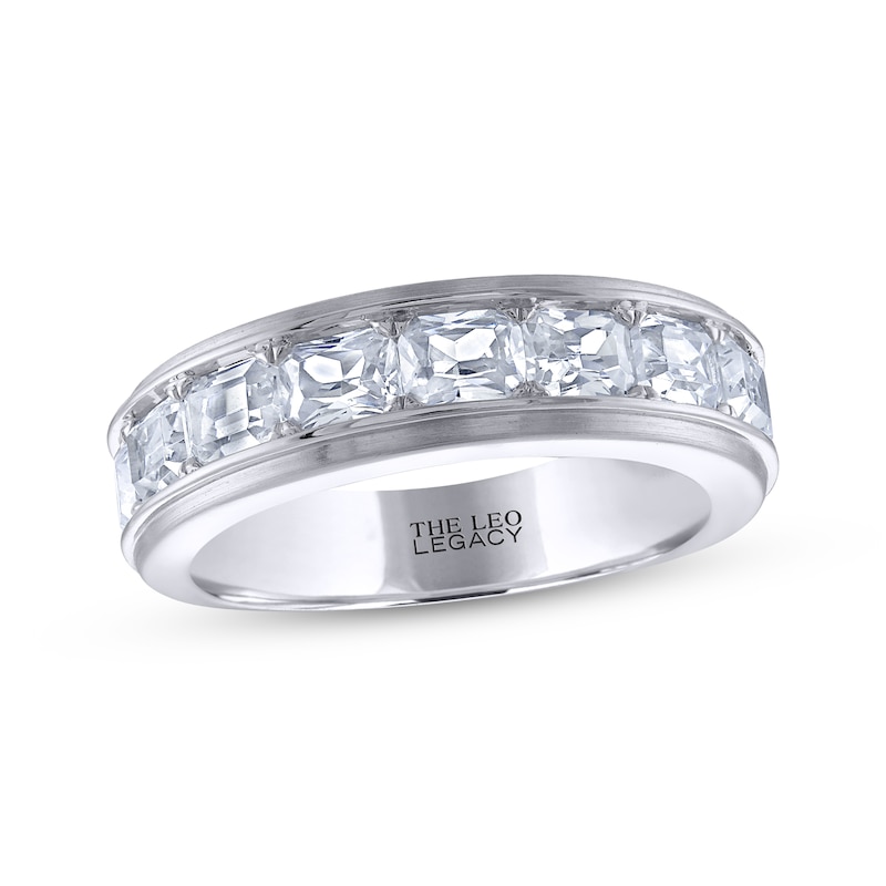 Main Image 1 of Men's THE LEO Legacy Lab-Grown Diamond Emerald-Cut Wedding Band 3 ct tw 14K White Gold