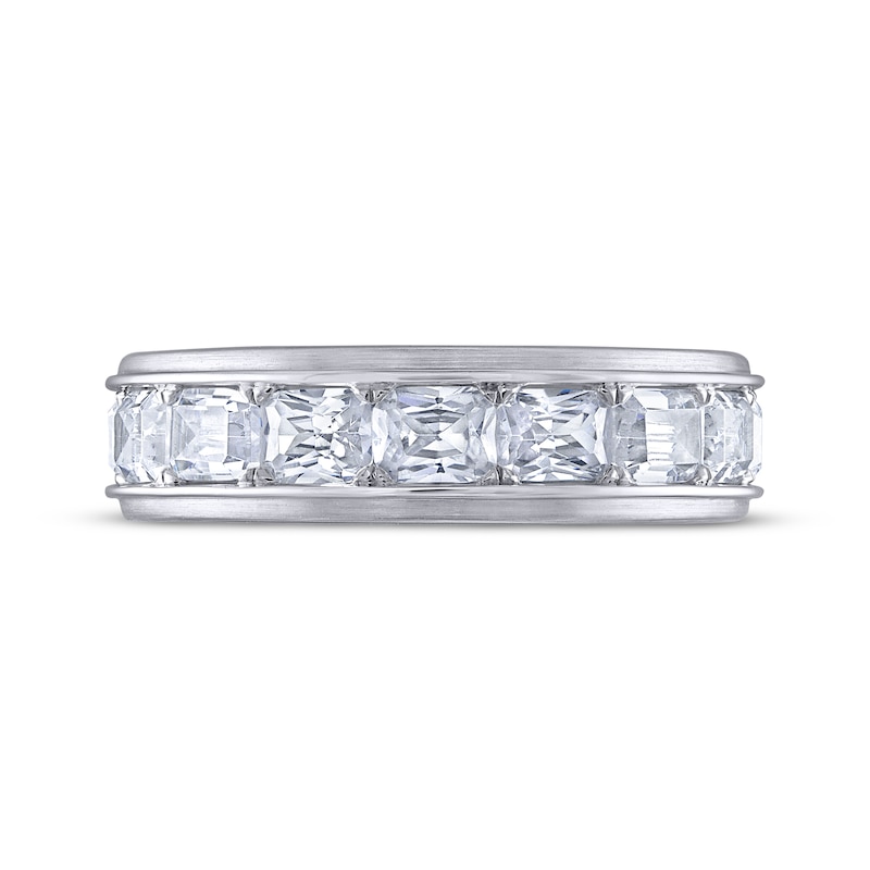 Main Image 3 of Men's THE LEO Legacy Lab-Grown Diamond Emerald-Cut Wedding Band 3 ct tw 14K White Gold