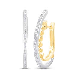 Unstoppable Love Diamond Twist Double Hoop Earrings 1/5 ct tw Sterling Silver & 10K Yellow Gold