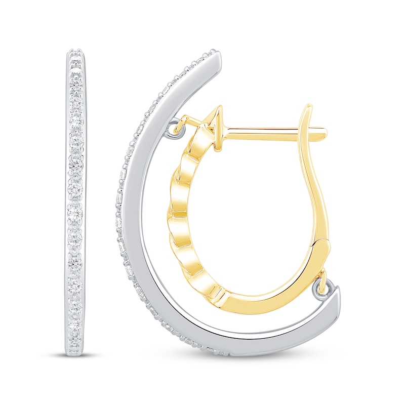 Main Image 3 of Unstoppable Love Diamond Twist Double Hoop Earrings 1/5 ct tw Sterling Silver & 10K Yellow Gold