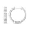 Thumbnail Image 1 of Baguette & Round-Cut Diamond Hoop Earrings 1/3 ct tw 10K White Gold