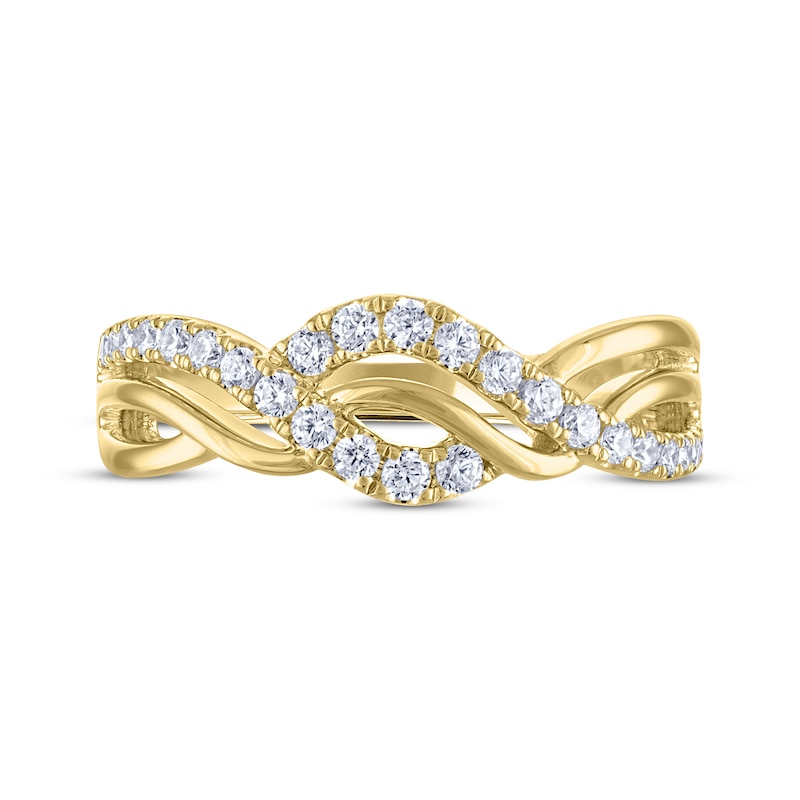 Main Image 3 of THE LEO Diamond Wave Anniversary Ring 1/3 ct tw 14K Yellow Gold