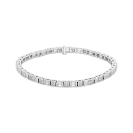 Baguette & Round-Cut Diamond Link Bracelet 2 ct tw 10K White Gold 7&quot;