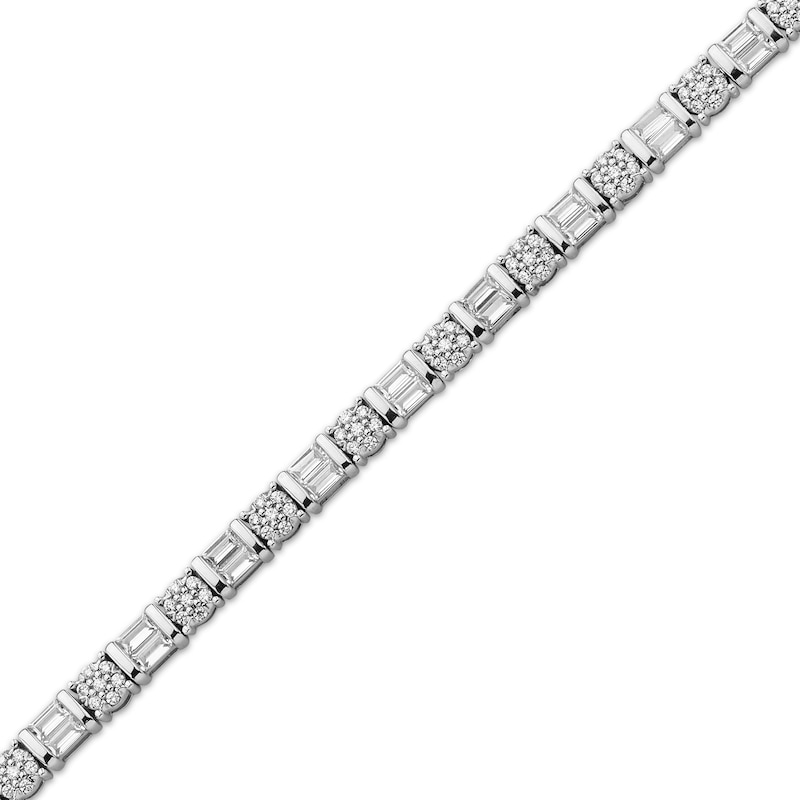 Main Image 2 of Baguette & Round-Cut Diamond Link Bracelet 2 ct tw 10K White Gold 7&quot;