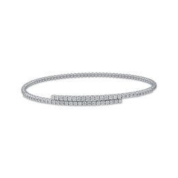 Diamond Flex Beaded Bangle Bracelet 1/2 ct tw 10K White Gold & Titanium 6.75&quot;