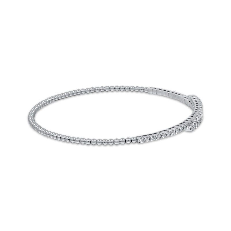 Main Image 2 of Diamond Flex Beaded Bangle Bracelet 1/2 ct tw 10K White Gold & Titanium 6.75&quot;