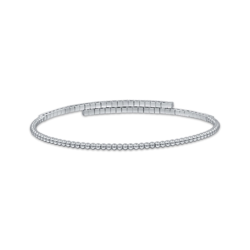 Main Image 3 of Diamond Flex Beaded Bangle Bracelet 1/2 ct tw 10K White Gold & Titanium 6.75&quot;