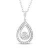 Thumbnail Image 1 of Threads of Love Multi-Diamond Center Teardrop Halo Necklace 1/5 ct tw Sterling Silver 18&quot;