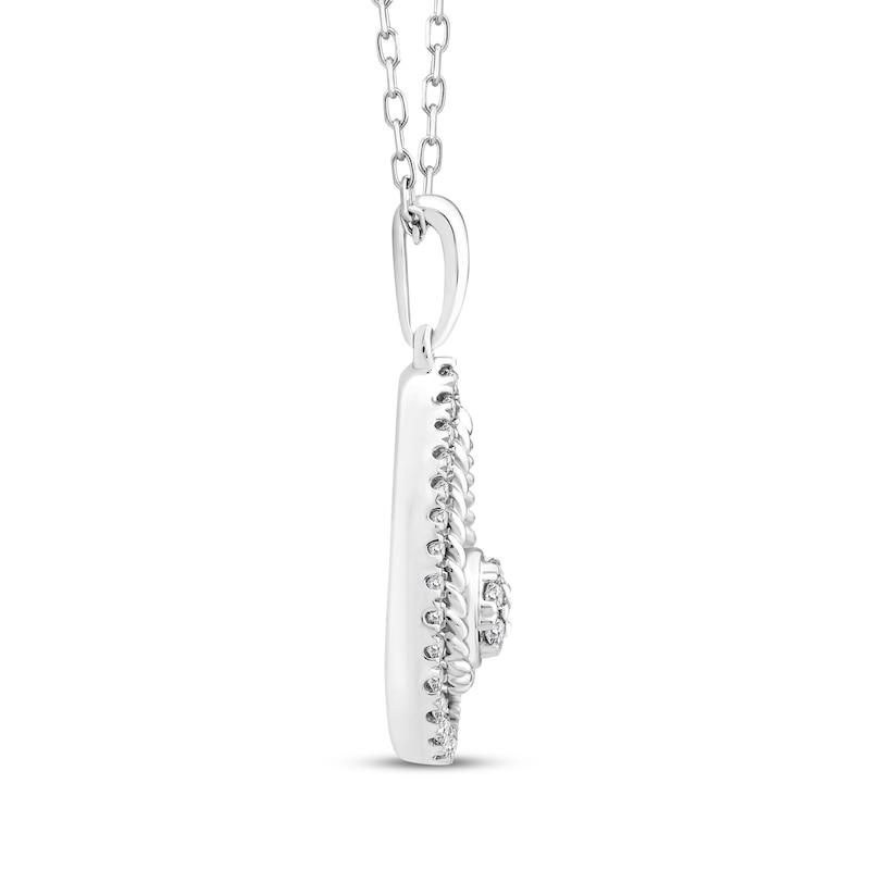 Main Image 2 of Threads of Love Multi-Diamond Center Teardrop Halo Necklace 1/5 ct tw Sterling Silver 18&quot;