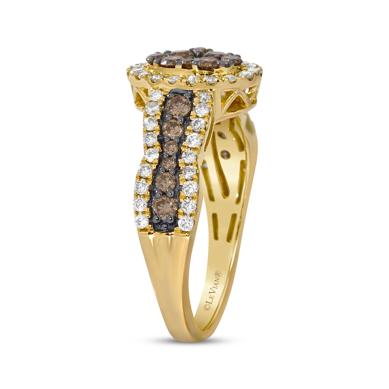 Main Image 2 of Le Vian Chocolate Waterfall Diamond Oval Halo Ring 7/8 ct tw 14K Honey Gold