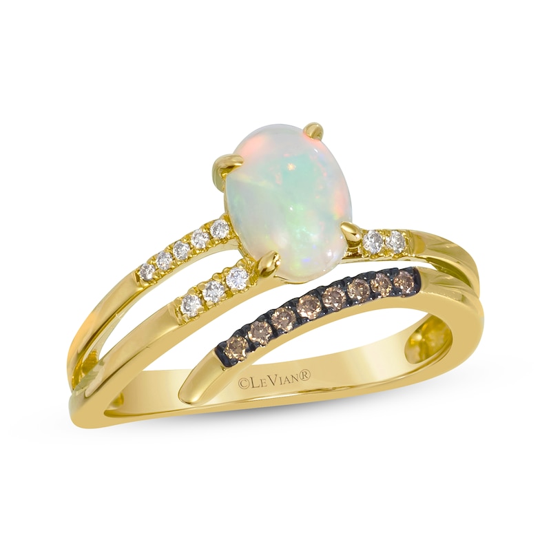 Le Vian Good Karma Oval-Cut Opal Coil Ring 1/10 ct tw Diamonds 14K Honey Gold