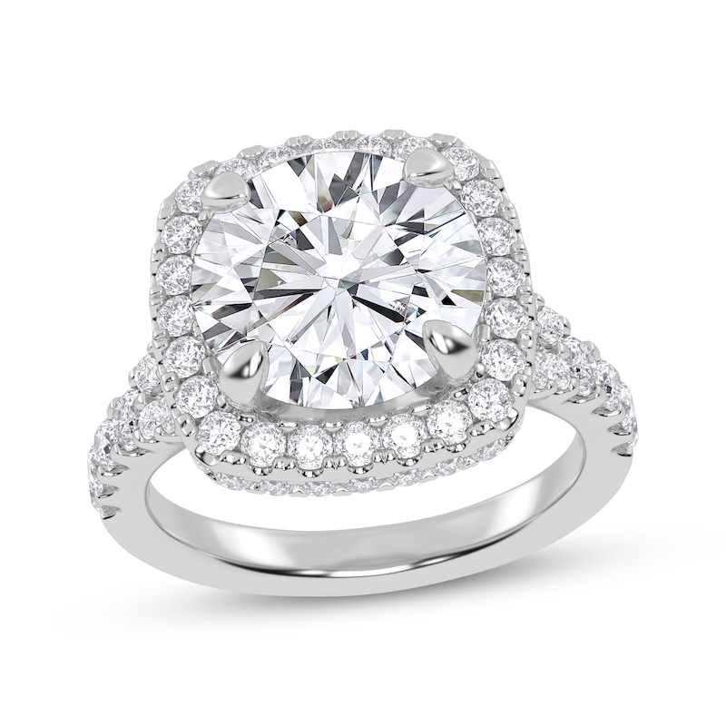 Main Image 1 of Now + Forever Lab-Grown Diamonds Round-Cut Cushion Halo Engagement Ring 5 ct tw 14K White Gold