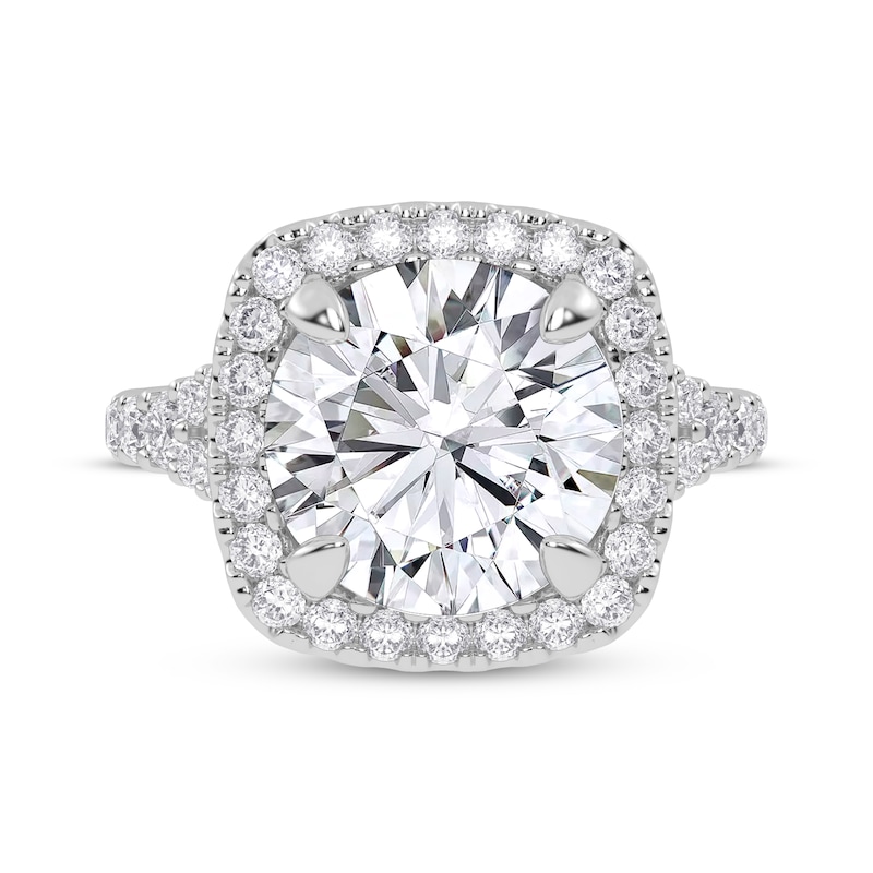 Main Image 3 of Now + Forever Lab-Grown Diamonds Round-Cut Cushion Halo Engagement Ring 5 ct tw 14K White Gold