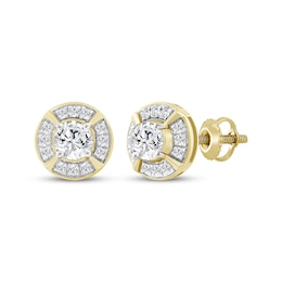 Lab-Grown Diamonds by KAY Men's Halo Stud Earrings 1 ct tw 10K Yellow Gold