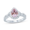 Thumbnail Image 1 of Previously Owned Pear-Shaped Amethyst Diamond Halo Twist Engagement Ring 3/8 ct tw 14K White Gold