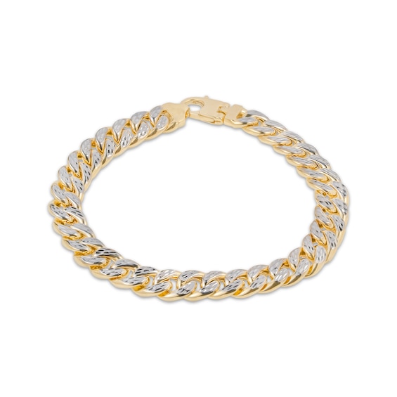 Previously Owned Diamond-Cut Curb Chain Bracelet Hollow 10K Yellow Gold 8.5"