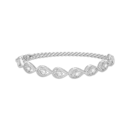 Previously Owned Love Entwined Diamond Adjustable Teardrop-Link Bracelet 1 ct tw 10K White Gold 9&quot;