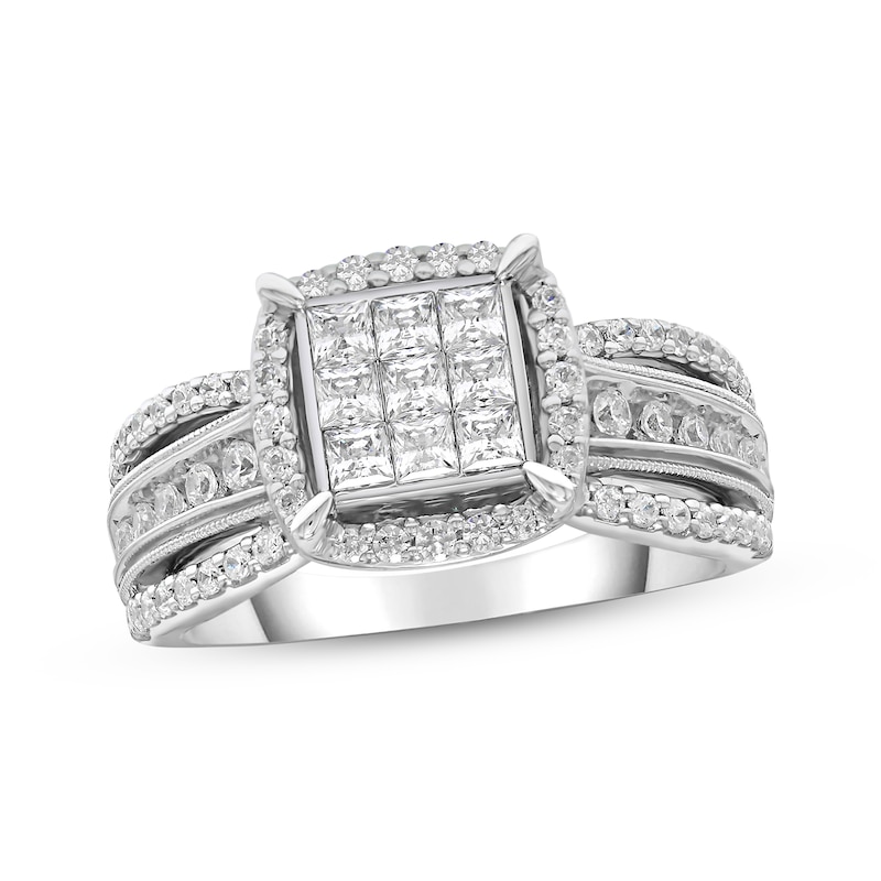 Main Image 1 of Previously Owned Diamond Engagement Ring 1 ct tw Princess & Round 10K White Gold