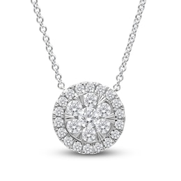 Previously Owned Diamond Necklace 1/2 ct tw Round-cut 14K White Gold 18&quot;