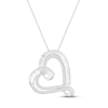 Thumbnail Image 1 of Previously Owned Diamond Heart Necklace 1/2 ct tw Round & Baguette-cut 10K White Gold 18&quot;