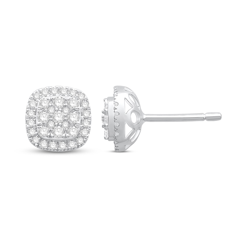 Main Image 2 of Previously Owned Diamond Stud Earrings 1/2 ct tw Round-Cut 10K White Gold