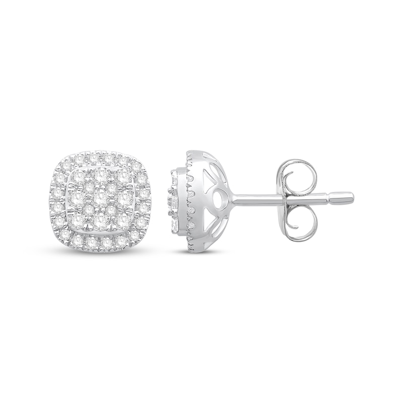 Main Image 3 of Previously Owned Diamond Stud Earrings 1/2 ct tw Round-Cut 10K White Gold